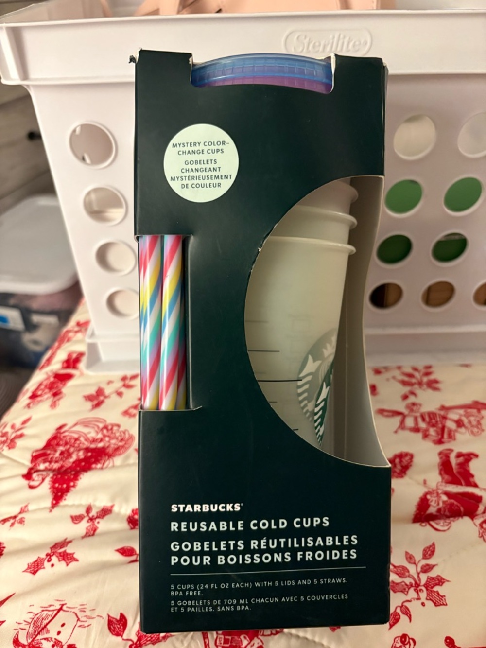 Starbucks color changing Venti cold cups with Multi-Color Stripe Straws